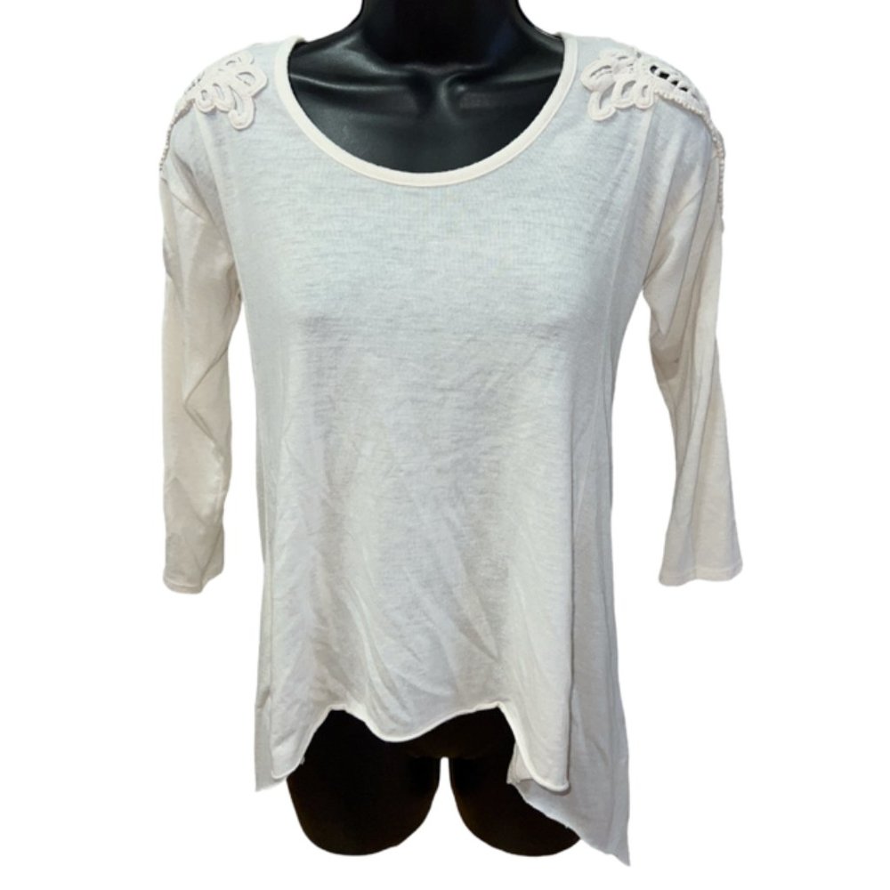 Hollister Crochet Sleeve High Low Beige Tunic Sz XS/S